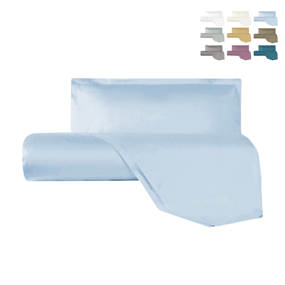 Ensemble housse de couette et taie d'oreiller pour lit simple en satin de coton Argentario Promotion Ensemble housse de couette et taie d'oreiller pour lit simple en satin de coton Argentario Promotion