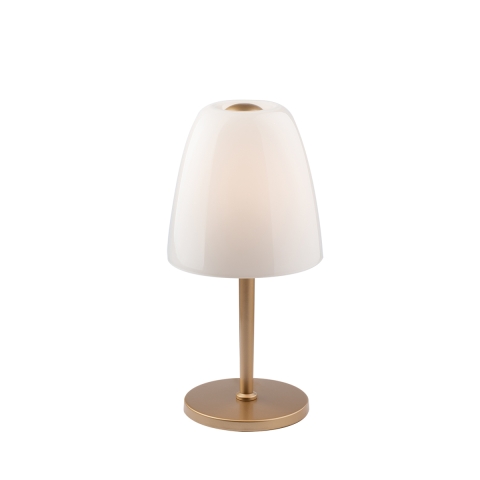 Lampe de table en métal doré avec diffuseur en verre blanc Ares T Promotion