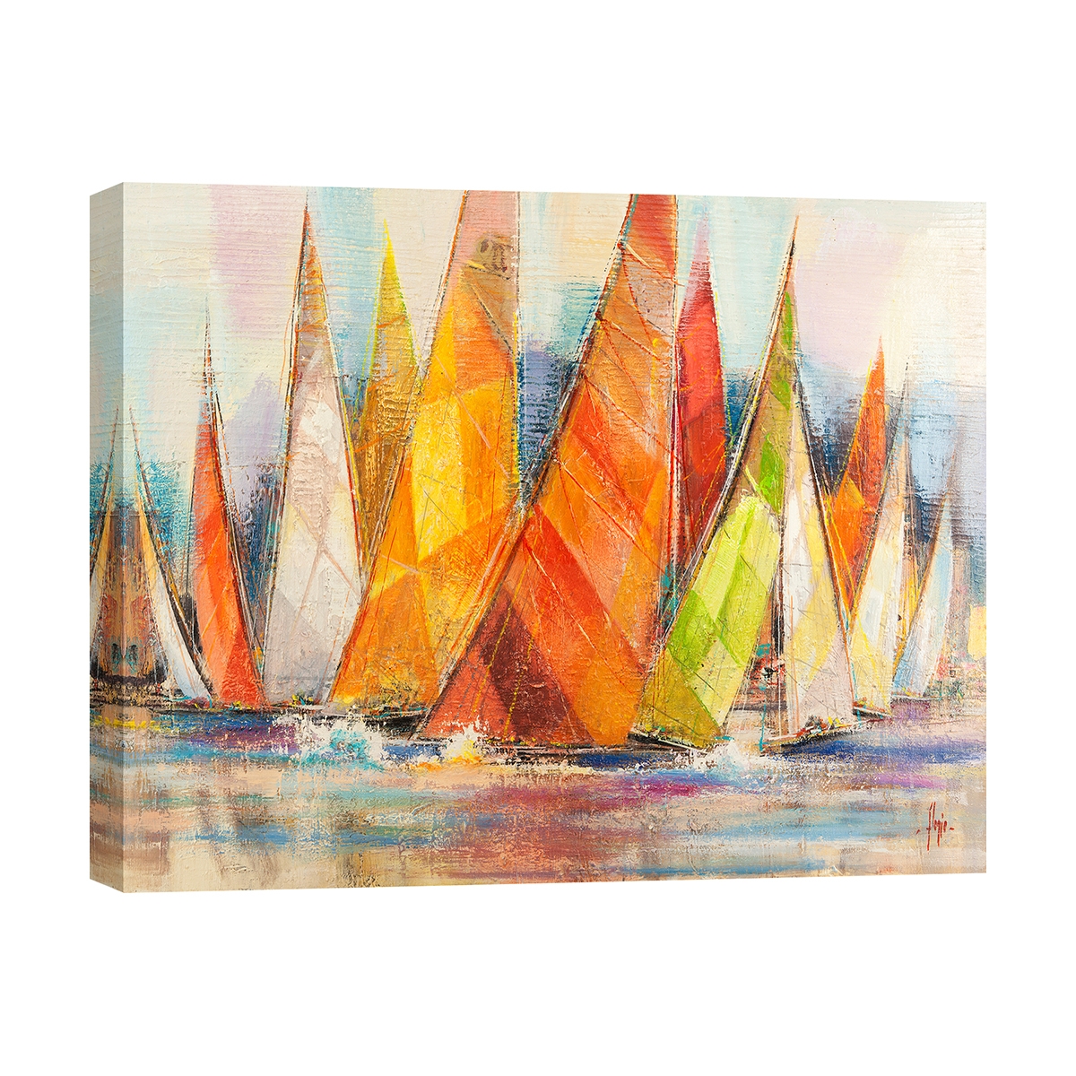 Moderne canvas schilderij met boten Regata di colori Luigi Florio Aanbieding Moderne canvas schilderij met boten Regata di colori Luigi Florio Aanbieding