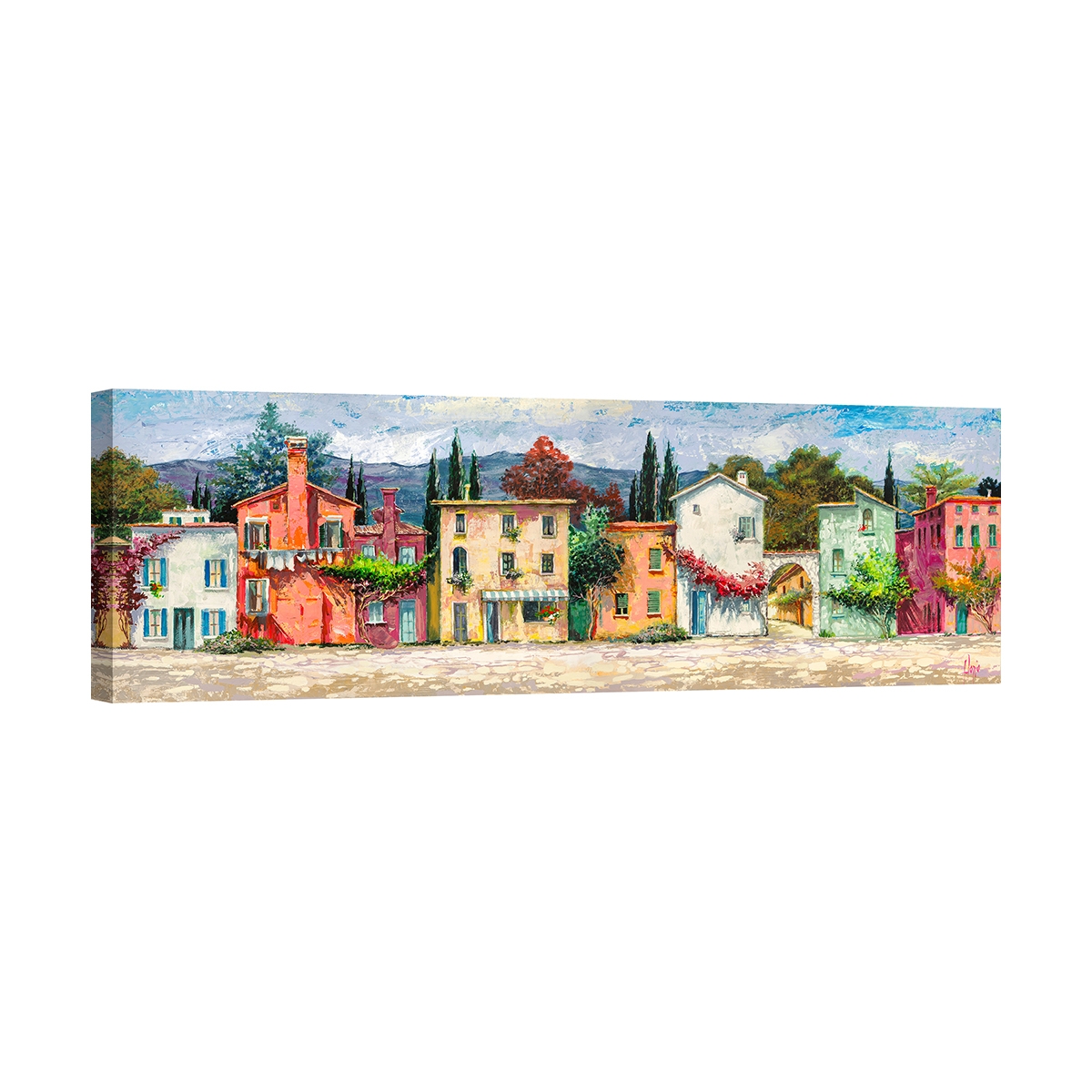Schilderij op canvas kleurrijk landschap Italiaans dorp Luigi Florio Aanbieding Schilderij op canvas kleurrijk landschap Italiaans dorp Luigi Florio Aanbieding