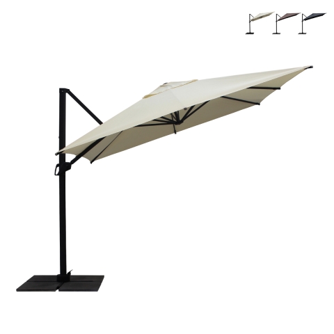 Parasol déporté rétractable en aluminium 3x3 pour jardin Antibes Promotion