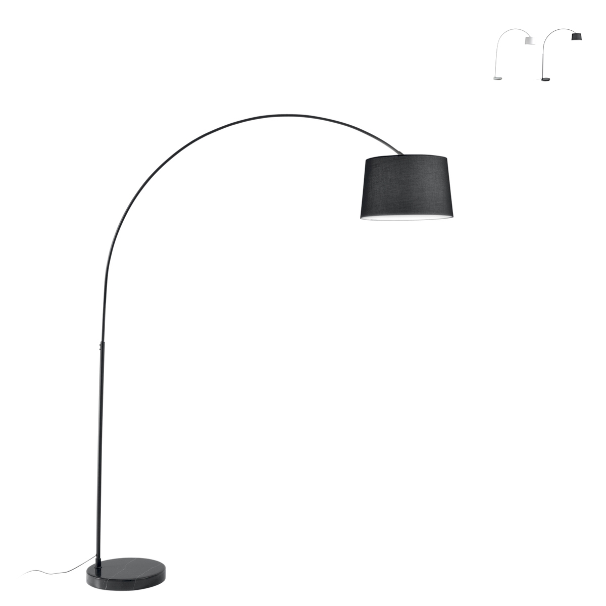 Lampadaire courbé en métal avec base en marbre abat-jour en tissu Dream Promotion Lampadaire courbé en métal avec base en marbre abat-jour en tissu Dream Promotion