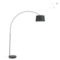 Boogvormige metalen staande lamp met marmeren voet en stoffen lampenkap Dream Aanbieding