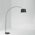 Lampadaire courbé en métal avec base en marbre abat-jour en tissu Dream Vente