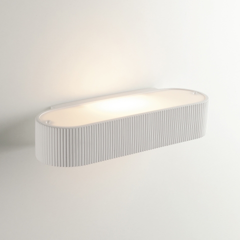 Moderne ovale wandlamp in wit gips, overschilderbaar Gatsby Aanbieding
