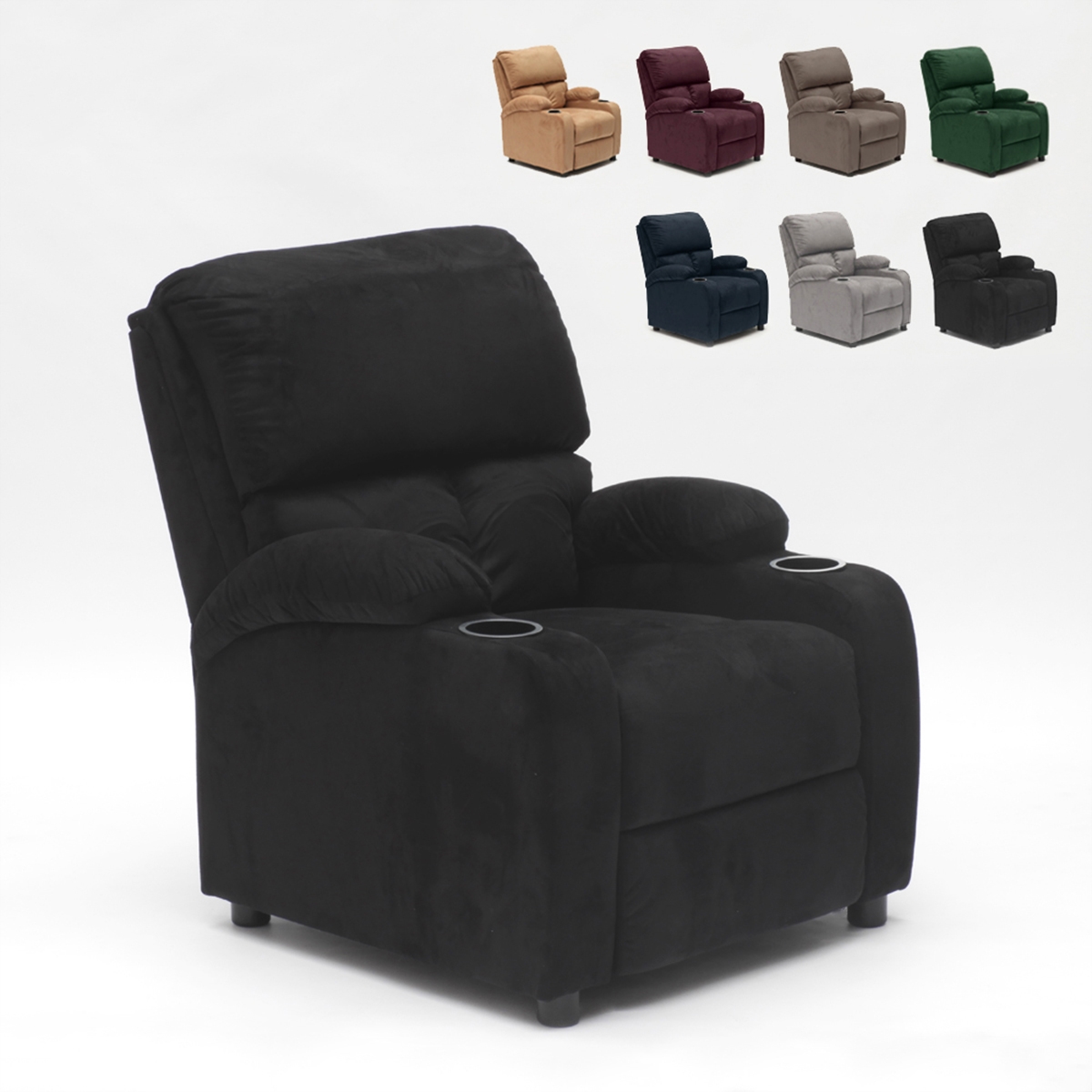 Fauteuil relax inclinable en microfibre velours repose-pieds Laura Fauteuil relax inclinable en microfibre velours repose-pieds Laura