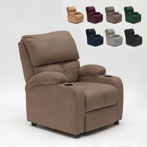 Fauteuil relax inclinable en microfibre velours repose-pieds Laura Promotion