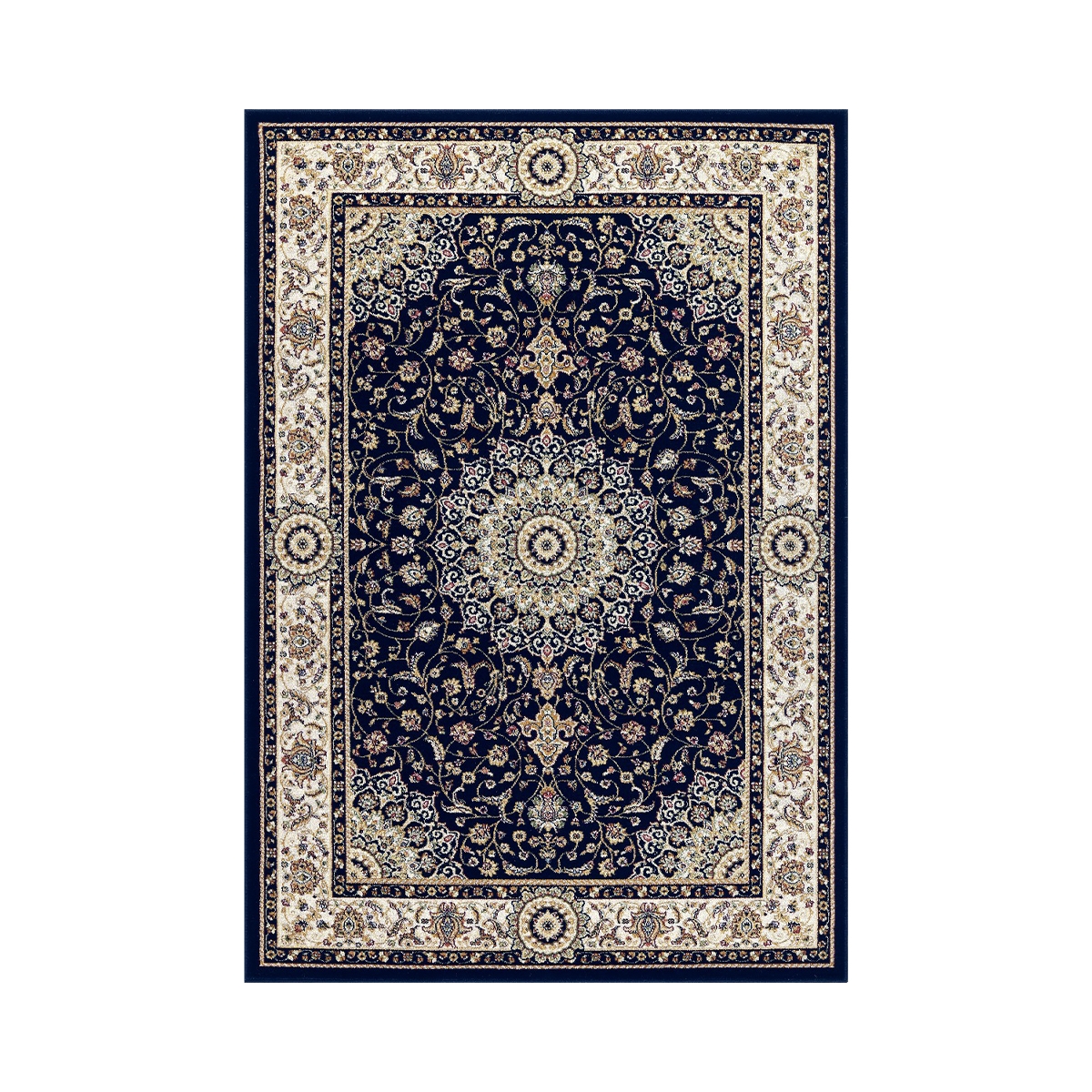 Tapis de salon bleu perse Babil Promotion