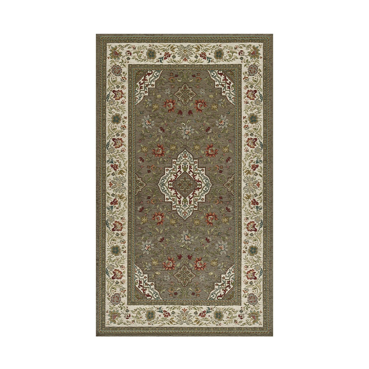Tapis oriental persan pour salon couleur taupe Tabriz Promotion