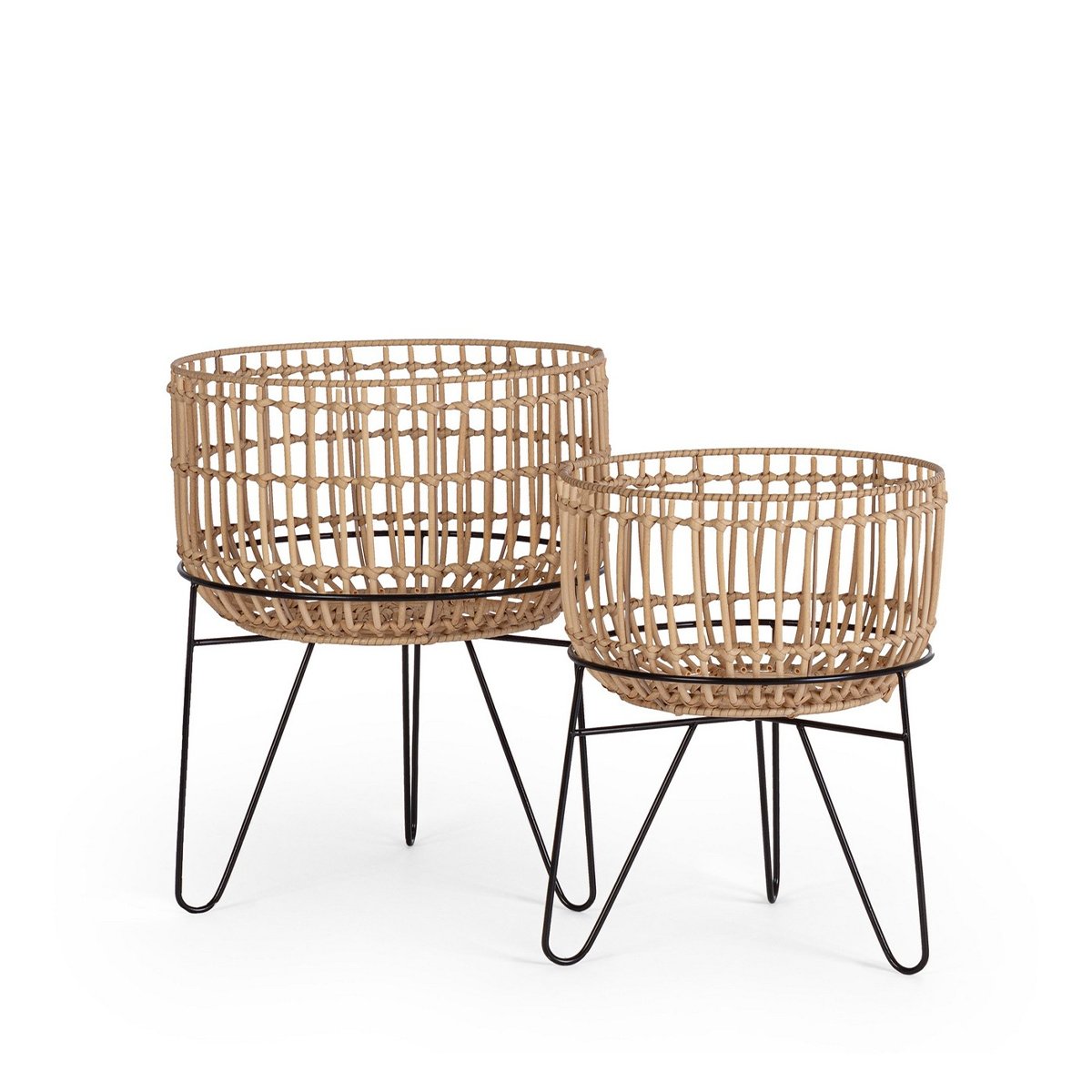 Set van 2 plantenpotten in boho-chic stijl van rattan Yulian Aanbieding Set van 2 plantenpotten in boho-chic stijl van rattan Yulian Aanbieding