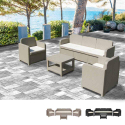 Salon de jardin Grand Soleil Positano en Poly-rotin Canapé table basse fauteuils 5 places pour extérieurs Remises