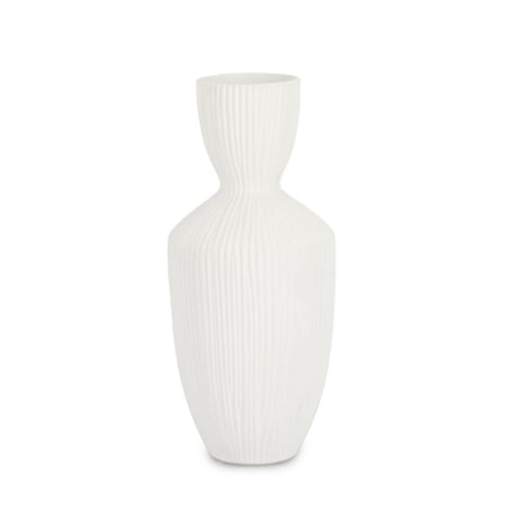 Pot de plantes et fleurs d'intérieur décoratif en céramique blanche Striped Promotion