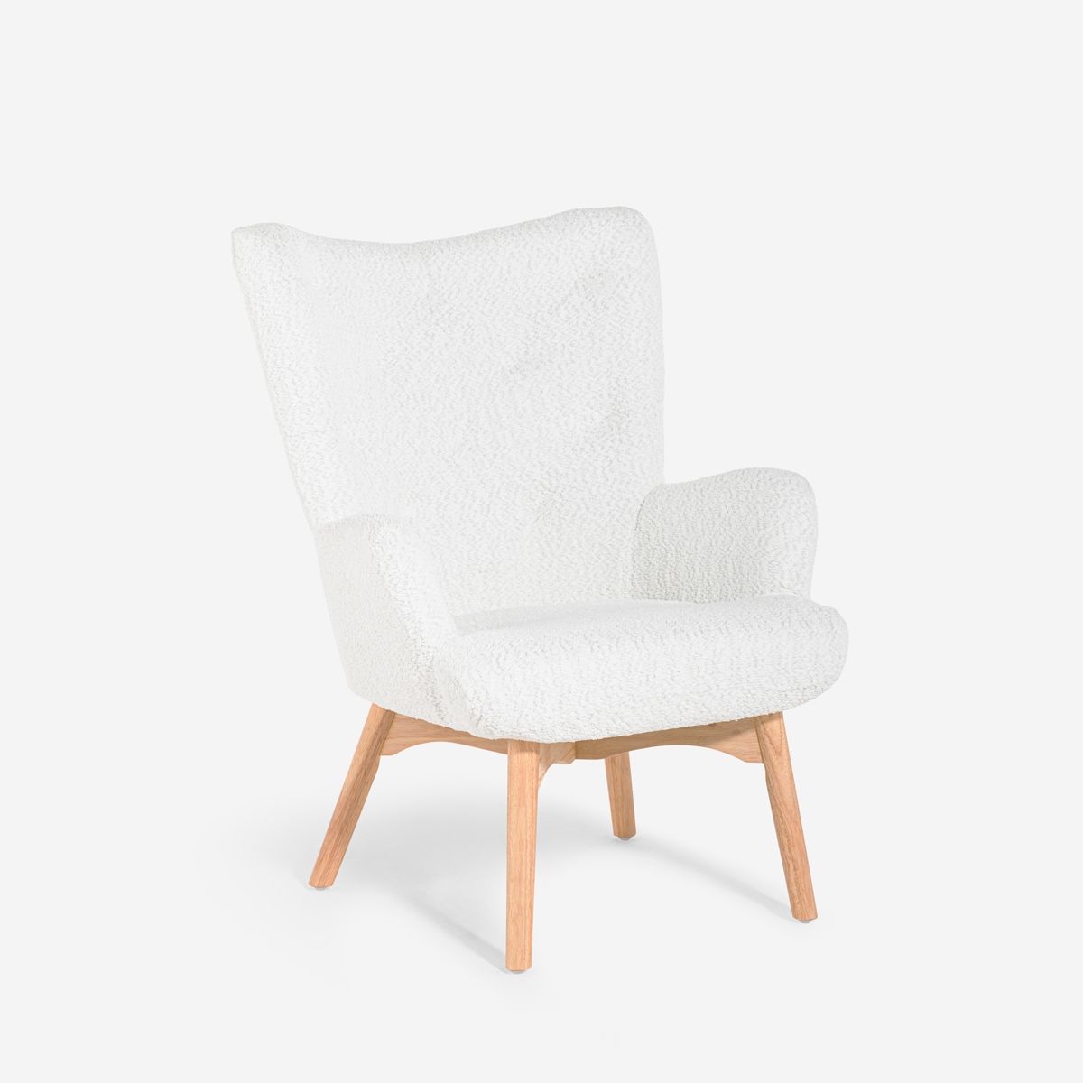 Fauteuil moderne style bergère en tissu bouclé blanc Wani Promotion Fauteuil moderne style bergère en tissu bouclé blanc Wani Promotion