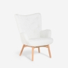 Moderne fauteuil in bergère-stijl in witte boucléstof Wani Aanbieding