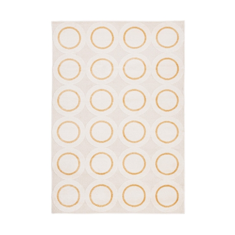 Tapis de salon motif cercles crème et jaune 200x290cm Zina Promotion