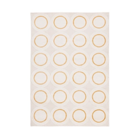 Vloerkleed met cirkelpatroon crème geel 200x290cm Zina Aanbieding