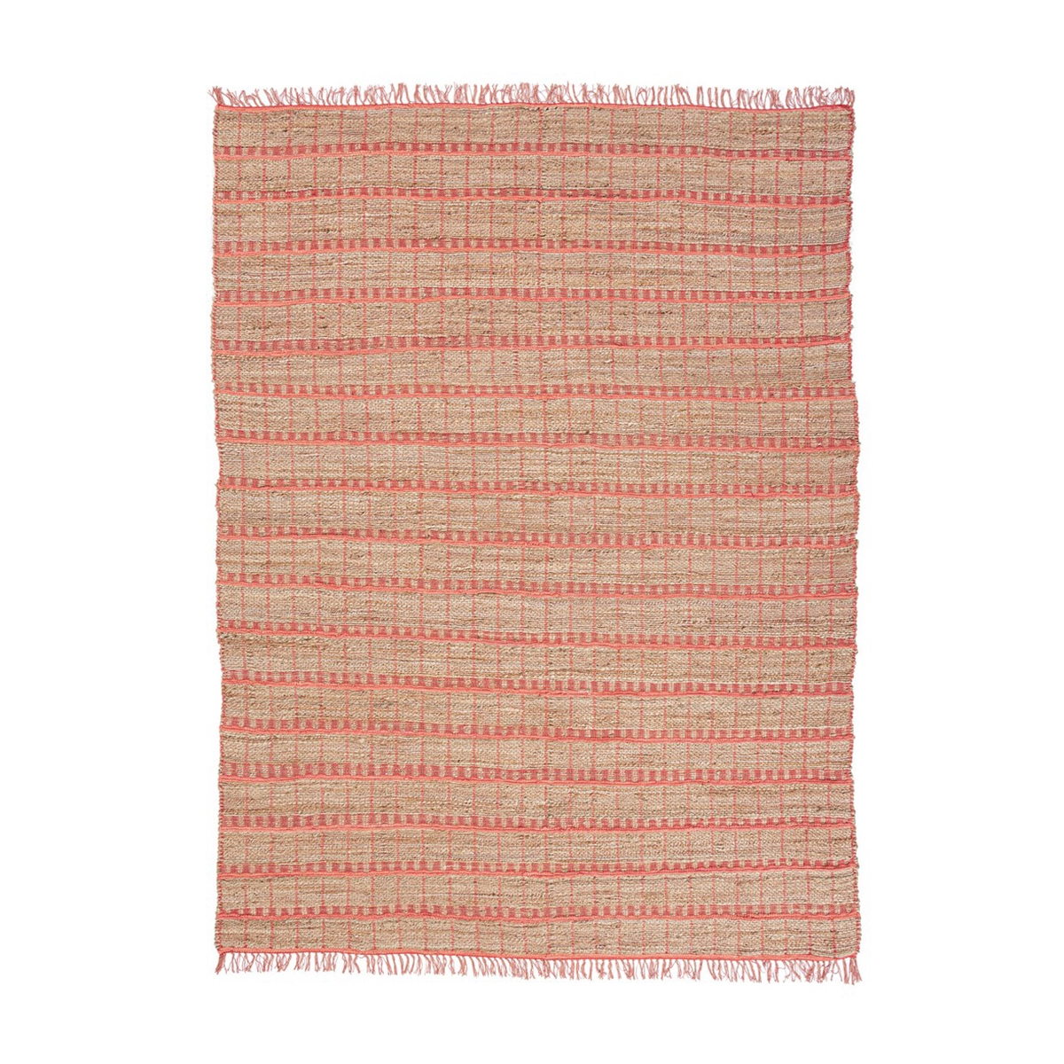 Handgemaakt vloerkleed 160x230cm van jute en roze katoen Ruanda Aanbieding