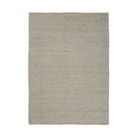 Rechthoekig vloerkleed 200x300 blauw voor woonkamer in jute en katoen Ruanda Aanbieding