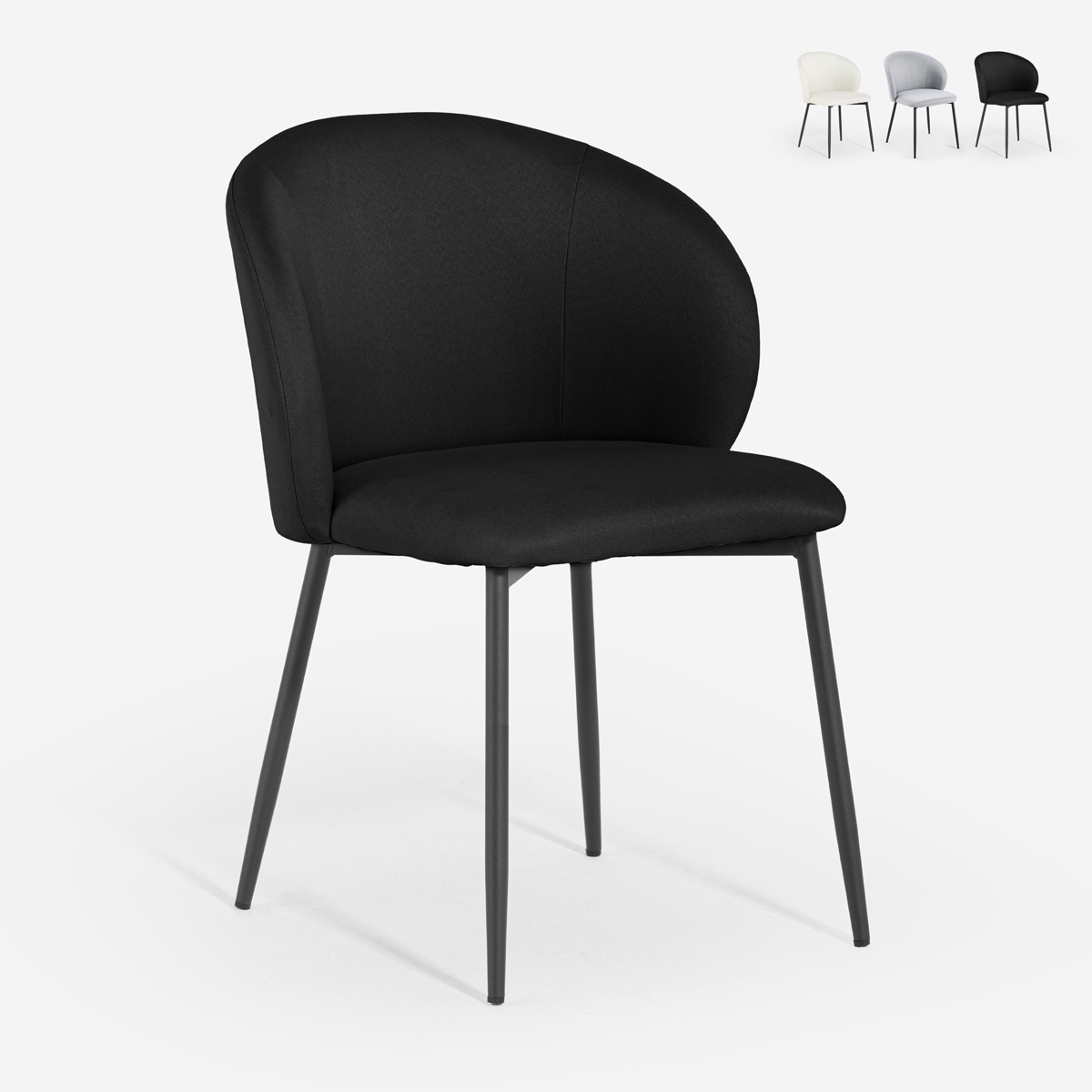 Moderne design stoel in stof met zwarte poten Kadim Kortingen