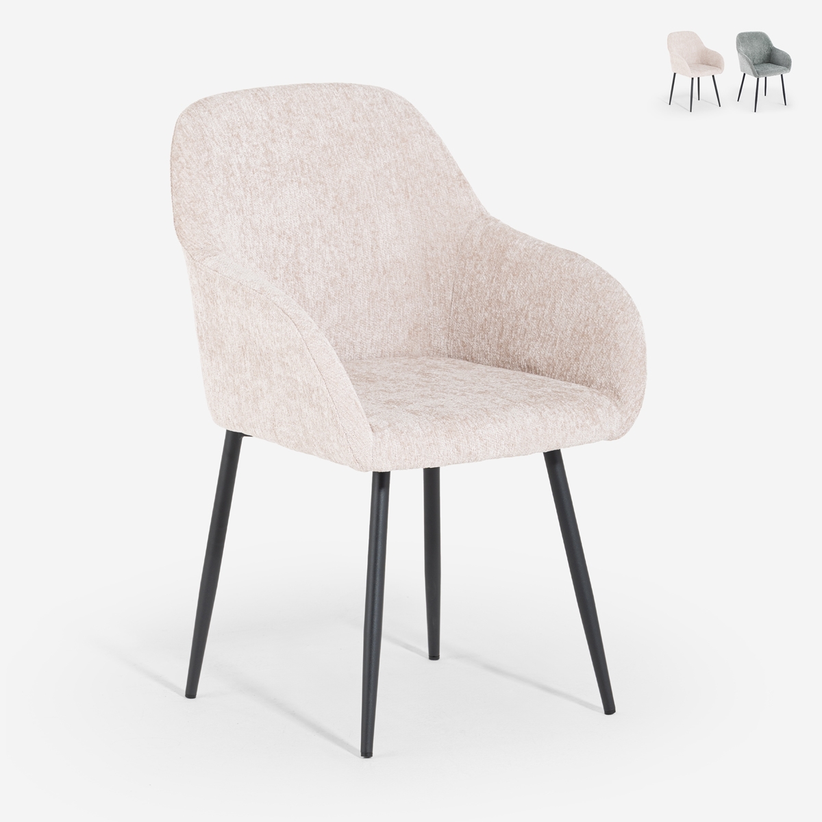 Chaise moderne en velours chenille avec accoudoirs pour salle à manger cuisine Daiva Promotion Chaise moderne en velours chenille avec accoudoirs pour salle à manger cuisine Daiva Promotion