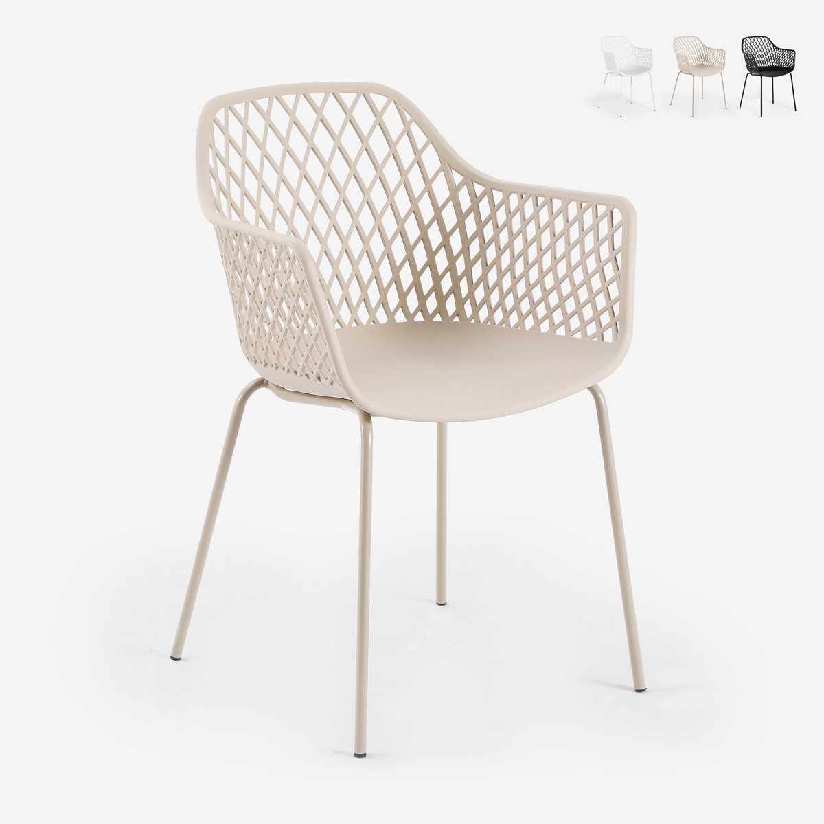 Chaise moderne d'extérieur pour jardin avec accoudoirs en polypropylène Tzura Promotion Chaise moderne d'extérieur pour jardin avec accoudoirs en polypropylène Tzura Promotion