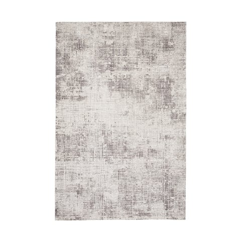 Tapis salon 155x230 cm moderne chenille polyester gris argent Suri Promotion