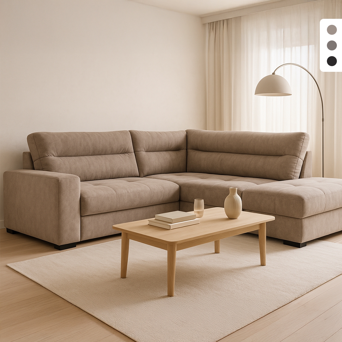 3-zits slaapbank met rechter chaise longue en opbergruimte in stof Kosta Aanbieding 3-zits slaapbank met rechter chaise longue en opbergruimte in stof Kosta Aanbieding
