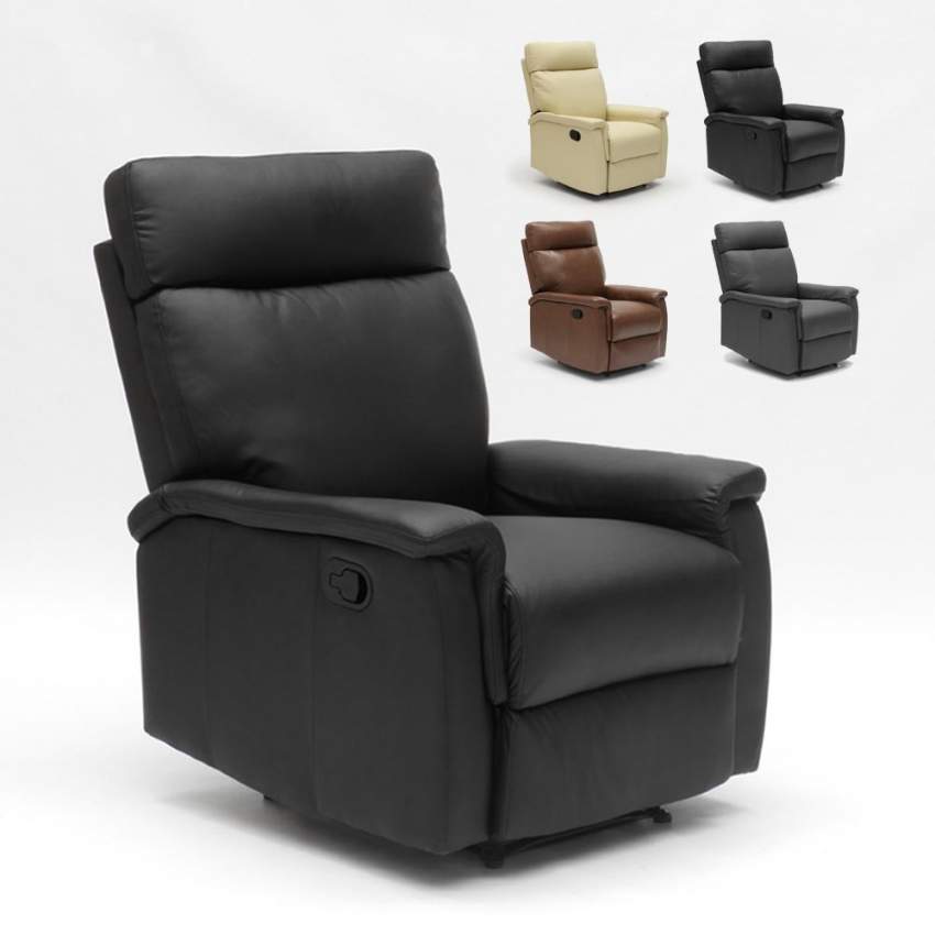 Fauteuil relax inclinable avec repose-pieds en similicuir design Aurora Fauteuil relax inclinable avec repose-pieds en similicuir design Aurora