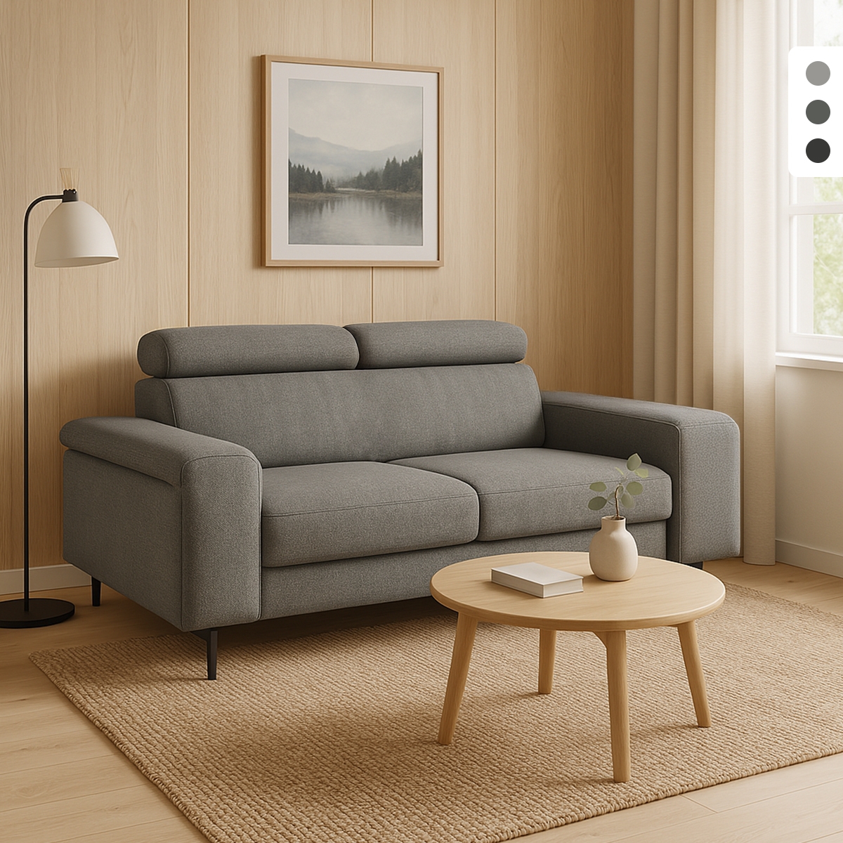 Canapé 2 places moderne en chenille avec appui-tête réglable Vella Promotion