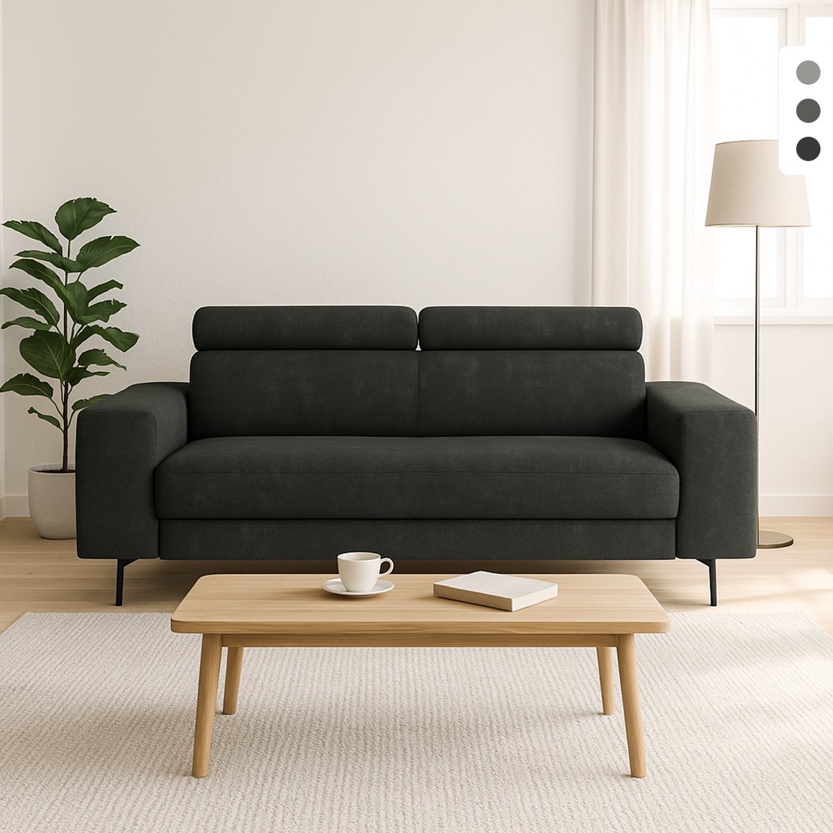 Canapé 3 places design moderne avec appui-tête réglable Rouna Promotion Canapé 3 places design moderne avec appui-tête réglable Rouna Promotion
