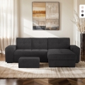 Moderne hoekbank 3-zits met rechtse chaise longue en poef Vilo Aanbieding