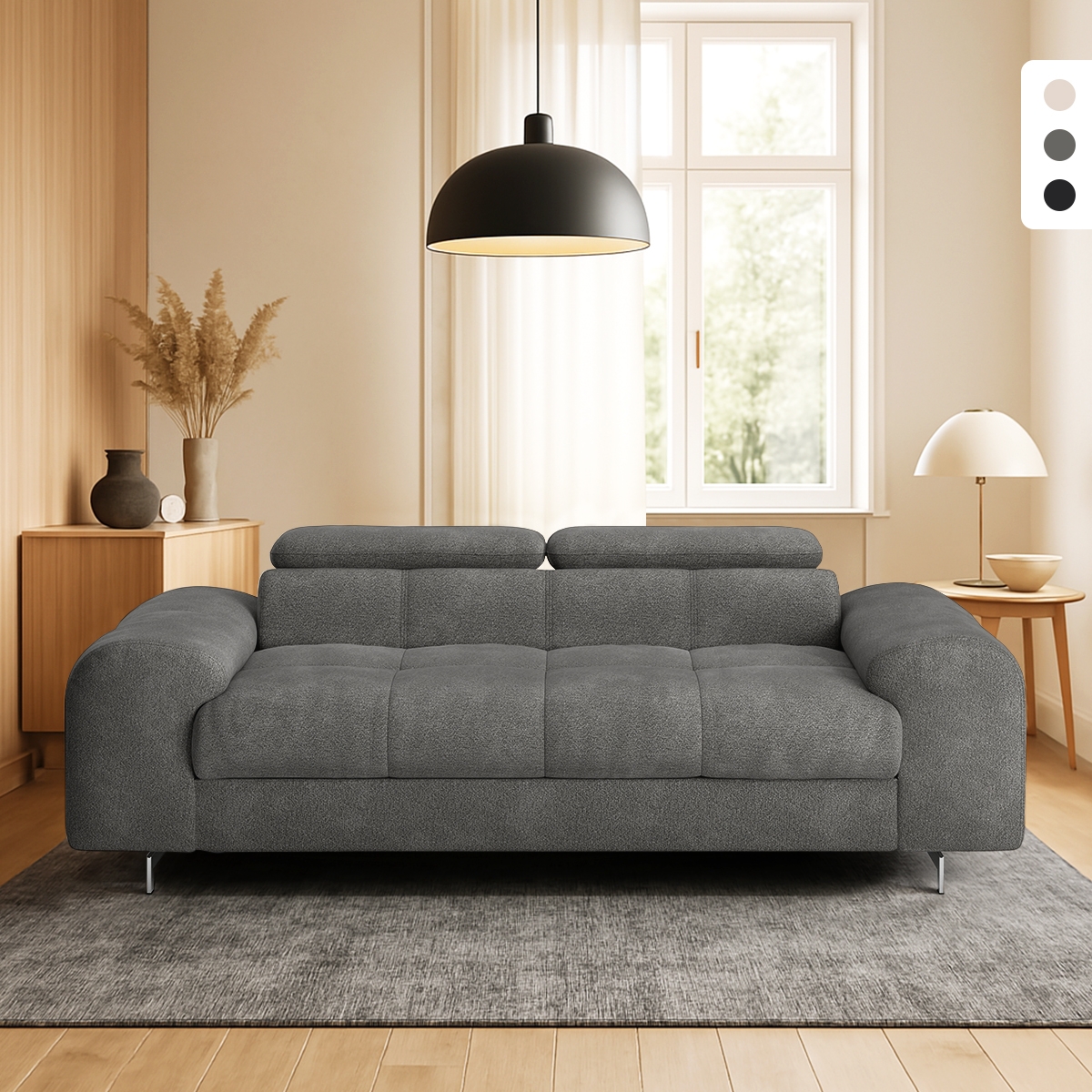 Moderne design 3-zitsbank met verstelbare hoofdsteun Felon Aanbieding Moderne design 3-zitsbank met verstelbare hoofdsteun Felon Aanbieding