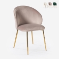Chaise moderne en velours pour salle à manger avec pieds dorés Dhera Promotion