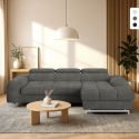 Hoekbank 3-zits met rechtse chaise longue en verstelbare hoofdsteun Zafra Aanbieding