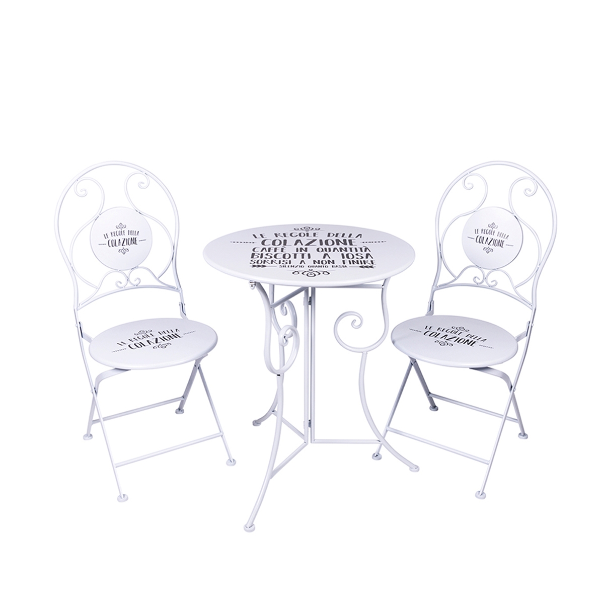 Witte tafelset met 2 opklapbare tuinstoelen Le Regole della Colazione Aanbieding Witte tafelset met 2 opklapbare tuinstoelen Le Regole della Colazione Aanbieding