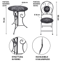Tuinset met tafel en 2 inklapbare stoelen van zwart ijzer Pausa Perfetta Model