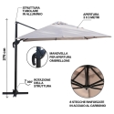 Parasol de jardin 3x3 en aluminium à mât latéral pivotant Deluxe Catalogue