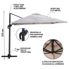 Parasol de jardin 3x3 en aluminium à mât latéral pivotant Deluxe Catalogue