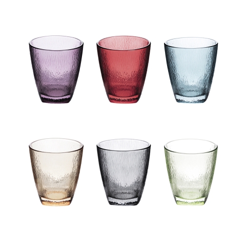 Set van 6 waterglazen 330 ml in gekleurd glas Color Aanbieding