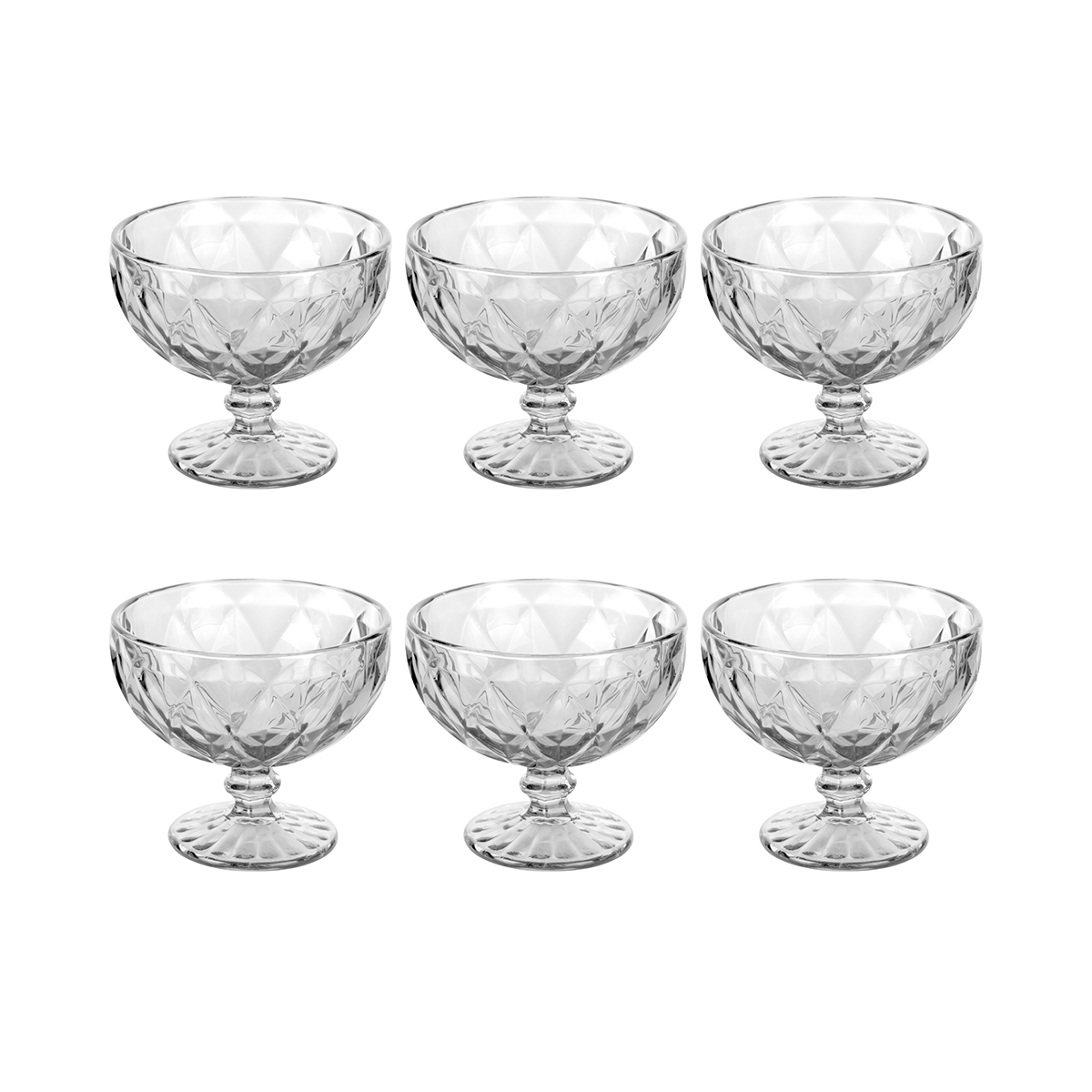 Set van 6 ijscoupes 400ml in transparant glas Elizabeth Aanbieding Set van 6 ijscoupes 400ml in transparant glas Elizabeth Aanbieding