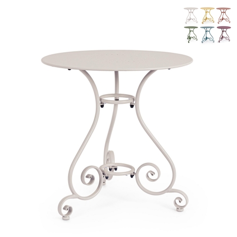 Table de jardin rond 70 cm à 3 pieds style shabby chic Etienne Promotion