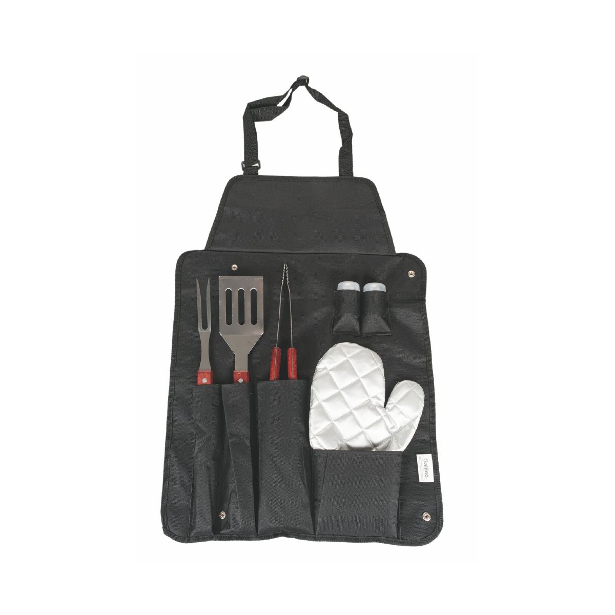 Ensemble de 6 ustensiles de barbecue en acier inoxydable avec gant et tablier Lomar Promotion Ensemble de 6 ustensiles de barbecue en acier inoxydable avec gant et tablier Lomar Promotion