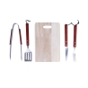 Set de 4 ustensiles de barbecue en acier inoxydable et planche à découper en bois Pyros Vente