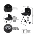 Barbecue au charbon de bois avec roues et couvercle 49x83x47cm Toska Caractéristiques