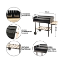 Barbecue charbon de bois avec grilles réglables en hauteur et roues Braska Caractéristiques