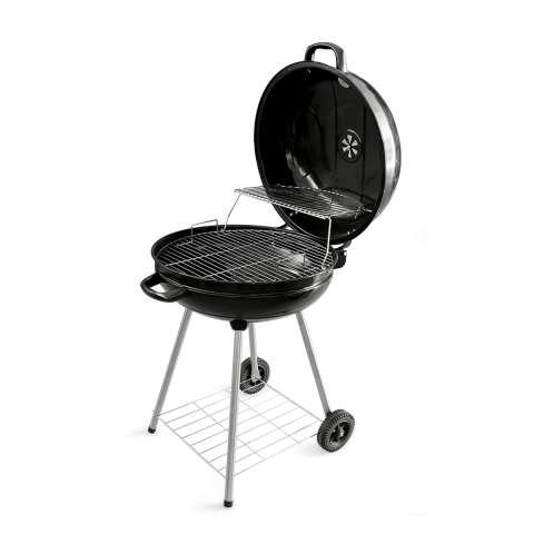 Houtskoolbarbecue rond Ø57x90cm met wielen en deksel Seara Aanbieding