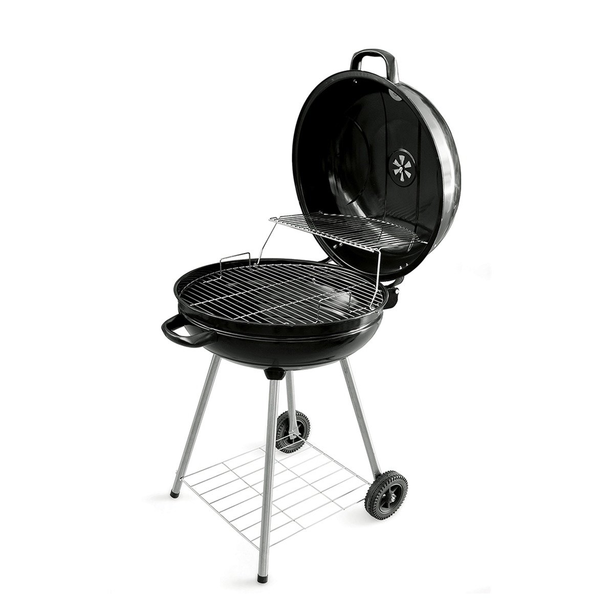 Houtskoolbarbecue rond Ø57x90cm met wielen en deksel Seara Aanbieding Houtskoolbarbecue rond Ø57x90cm met wielen en deksel Seara Aanbieding