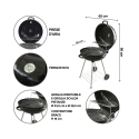 Houtskoolbarbecue rond Ø57x90cm met wielen en deksel Seara Afmetingen