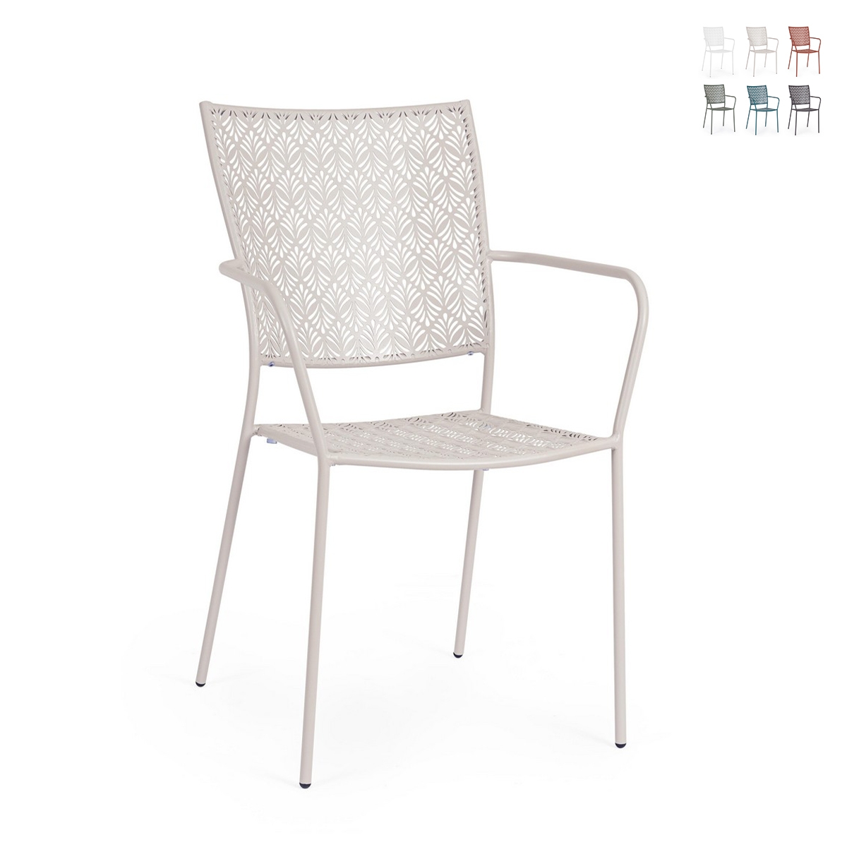 Stapelfauteuil voor de tuin met armleuningen van staal Bizzotto Lizette Aanbieding