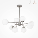 Moderne hanglamp woonkamer met 8 witte glazen bollen Erich Maytoni Verkoop